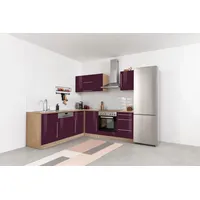 kochstation Winkelküche L-Form 220 cm lila