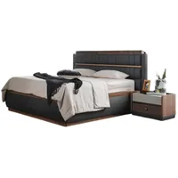 JV Möbel Designer-Bett 140 x 200 cm Schwarz/Grau