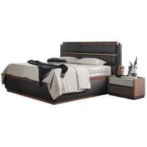 JV Möbel Designer-Bett 140 x 200 cm Schwarz/Grau