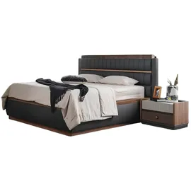 JV Möbel Designer-Bett 140 x 200 cm Schwarz/Grau