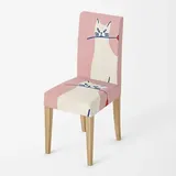 Stuhlhussen Rosa Katze Blume Stuhlhussen Schwingstühle Stretch Weiche Elasthan Hussen für Stühle Waschbar Stuhlbezug Abnehmbare Stuhlhussen 2er Set Langlebig Stuhlhusse Universal Stuhlbezüge