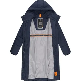 Ragwear Damen Winterjacke langer Regenmantel Steppmantel wasserdicht warm gefüttert mit Kapuze Suminka Navy Gr. 4XL - 4XL