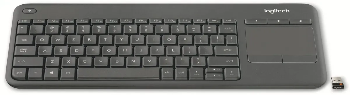 LOGITECH Funktastatur K400, Plus TV, Touchpad, Unyfying