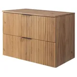 3e 3xe living.com 3XE Living Badezimmerschrank, Eiche, Schwarz, Kunststoff, 2 Schubladen, 80x57x46 cm, Badezimmer, Badezimmerschränke, Waschbeckenunterschränke