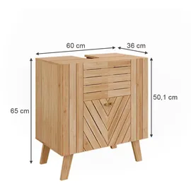 Vicco Waschbeckenunterschrank Lucie 60 x 65 cm mit 2 Türen Braun