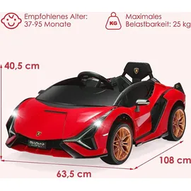 Costway Lamborghini Kinder Elektroauto 12V rot/gelb (COSTWAY)