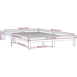 vidaXL Massivholzbett 180 x 200 cm Weiß