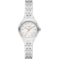 DKNY Damenuhren Parsons, Dreizeiger Uhrwerk, 28mm Silbernes Edelstahlgehäuse mit Edelstahlarmband, NY2976