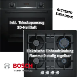 Bosch Backofen HBA534EB0 mit Gaskochfeld PNP6B6B90 - autark, 60cm -
