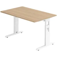 Bümö Schreibtisch Eiche, Weiß, Nachbildung,Eiche, Rechteckig, 120x74x80 cm, FSC