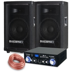 McGrey PA Komplettset DJ Anlage Party-Lautsprecher (Bluetooth, 300 W, Partyboxen 20cm (8 zoll) – inkl. Endstufe) schwarz