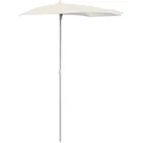 vidaXL Sonnenschirm Halbrund mit Mast Balkonschirm Terrassenschirm Gartenschirm Marktschirm Ampelschirm Strandschirm 180x90cm Sandfarben