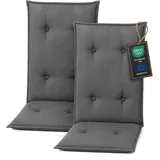 Pillows24 - Hochlehner Auflagen 2er Set - 120x50cm – 8cm Dick - Premium-Material 200gsm, UV- & Wasserabweisend | Gesteppte Sitzauflagen Hochlehner | Gartenstuhlauflagen für Gartenmöbel | Dunkelgrau