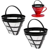 2 Stück Dauerfilter Kaffee Größe 4, Wiederverwendbarer Kaffeefilter Kegelförmig, 8-12 Tassen Kaffee Filter Mehrwegfilter, Waschbar Kaffeetropfer, Papierloser Kaffeefilter