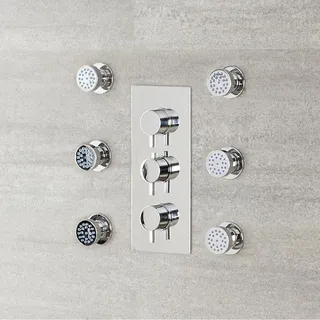 6x Seitenbrause Rund Chrom, zur Aufputzmontage, von Hudson Reed