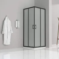 iflair DANIELLE Eckdusche mit Schiebetür rechts 90 x 90 cm Schwarz/Satiniert DK79