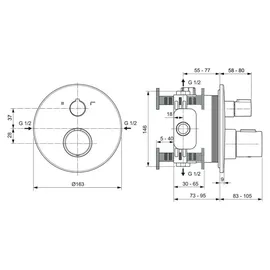 Ideal Standard Ceratherm T100 Badethermostat Unterputz Chrom