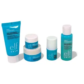 e.l.f. SKIN Jet Hydration Kit Reisefreundliches Feuchtigkeitsspendendes Pflegeset, Gesichtsreiniger, Pflegebalsam, Feuchtigkeitscreme, Augencreme & Nachtcreme, Vegan & Tierversuchsfrei