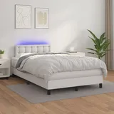 vidaXL Boxspringbett mit Matratze & LED Weiß 120x200 cm Kunstleder