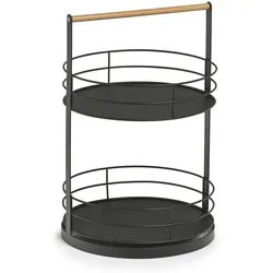 Zeller Serviertablett, Metall/Holz, schwarz Ø28,5x43
