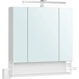 VASAGLE Badschrank mit Steckdosen, und 3 Türen, wolkenweiß