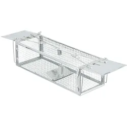 Relaxdays Lebendfalle für Mäuse & Ratten, tierfreundliche Nagetierfalle, HxBxT: 11,5 x 40 x 14,5 cm, Mäusefalle, silber
