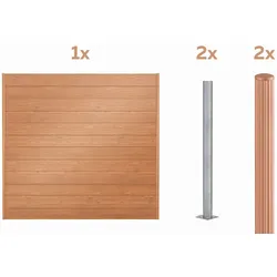 Alberts Sichtschutz Palitio Set, Holzdekor hell, Zaun zum Aufschrauben, Länge 2,00 m, Höhe 1,8 m