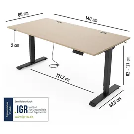 Yaasa Schreibtisch Desk Essential 140 x 80 cm Eiche hell/Schwarz