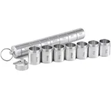 Peakpet Pillendose Schlüsselanhänger 7 Tage Tablettenbox Wasserdicht Aluminium Tablettendose 7 Fächer Medikamentenbox mit Karabiner für Camping Reise Unterwegs Wandern (Silber)