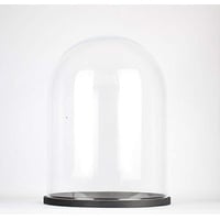 EMH Glasglocke / Glocke mit schwarzem Holzsockel, handgefertigt, rund, 41,5 cm, transparent