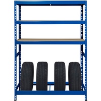 Schwerlastregal als Reifenregal | für 4 Reifen ✓ 110 cm breit | blau ✓ Werkstattregal Reifenständer Garagenregal