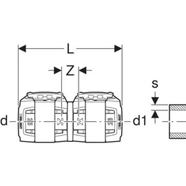 Geberit FlowFit Übergang auf Fremdsystem d25-d25x3.5-3.7