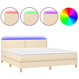 vidaXL Boxspringbett mit Matratze & LED Creme 180x200 cm Stoff
