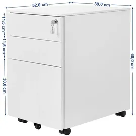 Möbel Kraft Rollcontainer 39 x 39 x 60 cm Weiß