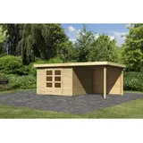 Karibu Gartenhaus Askola 6 natur mit Anbaudach,naturbelassen,3 x 306cm- naturbelassen - 50% Rabatt auf Dacheindeckung