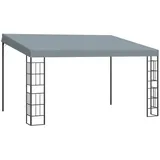 Outsunny Pergola mit abfallendem Dach grau 3,98L x 2,98B x 2,5H m