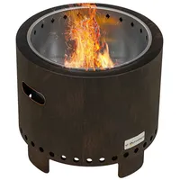 Outsunny Feuerschale, rauchfreier Tischfeuer, Ø45 cm Feuerstelle mit Griff, Schürhaken,