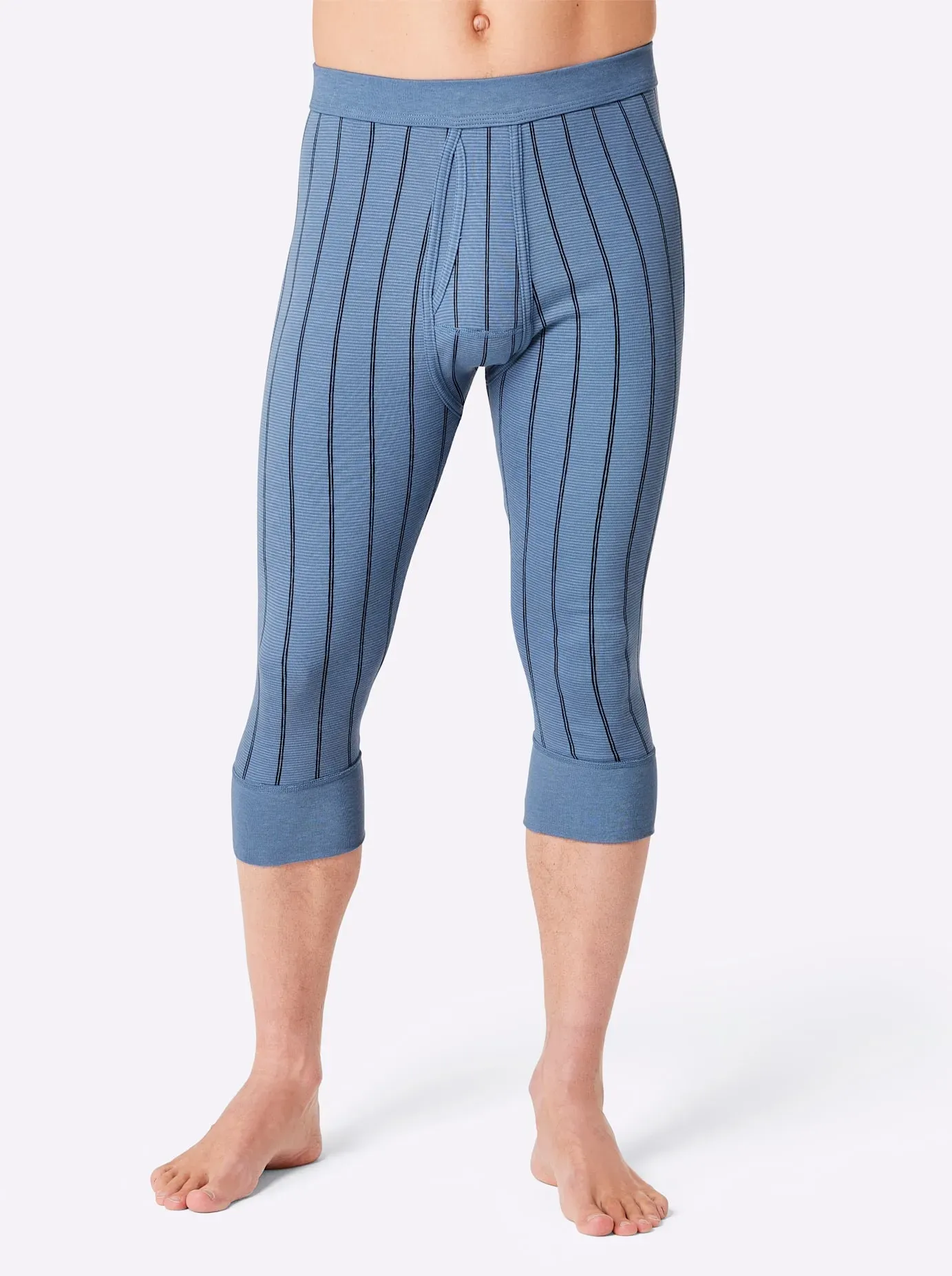 Lange Unterhose WÄSCHEPUR, Herren, Gr. 6, 2 Stk., blau (marine, hellblau), 75% Baumwolle, 25% Polyester, Unterhosen Lange Unterhose