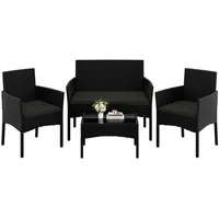 Yaheetech Balkonset Gartenmöbel-Set, 4-er Set Rattanmöbel für 4 Personen grau|schwarz