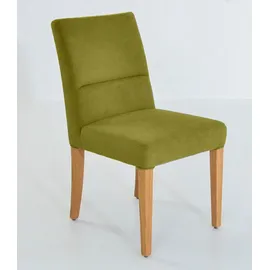 K+W Komfort & Wohnen "GOBY", grün (olive, wildeiche natur), B:49cm T:66cm, Stühle, 4-Fuß-Holzstuhl in Wildeiche geölt, mit hochwertiger Polsterung