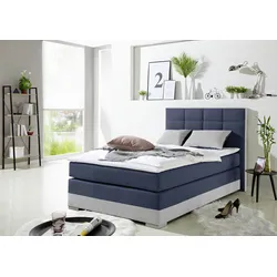 Boxspringbett INOSIGN, blau, B:133cm L:210cm, Komplettbetten, Boxspringbett, inklusive Topper und Wendekissen