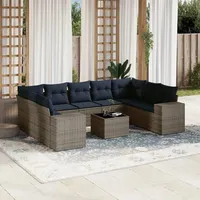vidaXL Gartensofa-Set 10-tlg. grau