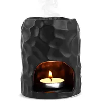 Duftlampe Teelicht | Duftlampe für ätherische Öle | Duftlicht Lampe | Aromalampe | Öl- und Wachsdiffusor | Räucherstövchen für Duftwachs und Duftöl (Matt Schwarz)