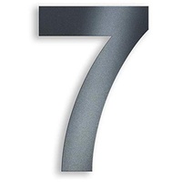 Metzler Hausnummer in Anthrazit - RAL 7016 Anthrazitgrau Feinstruktur Pulverbeschichtet – selbstklebend - Schrift Arial - Höhe 75mm - Ziffer 7