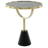 Kayoom Beistelltisch schwarz, Gold, Metall, Glas, Stein, 46x54x46 cm, Wohnzimmer, Wohnzimmertische, Beistelltische, Beistelltische Metall