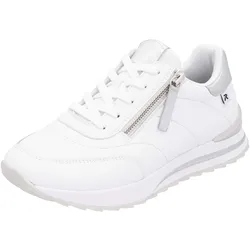 Plateausneaker RIEKER SPORT, Damen, Gr. 36, weiß, Leder, Lederimitat, sportlich, Schuhe, Freizeitschuh, Halbschuh, Schürschuh in schmaler Form
