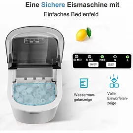 Goplus Eiswürfelmaschine mit 2,2L Wassertank, Elektrische Eiswürfelbereiter, Eismaschine inkl. Eiskorb & Eisschaufel, 12 kg/24 Stunden, 2 Eiswür... - Silber