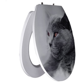 Primaster WC-Sitz mit Absenkautomatik Katze 3D weiß