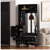 stilvora Garderoben-Set Sitzbank 100x35x180 cm Schwarz