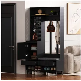 stilvora Garderoben-Set Sitzbank 100x35x180 cm Schwarz